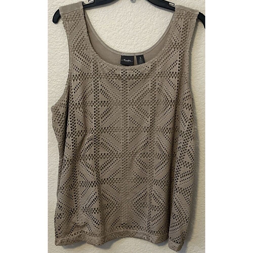 Chico's Travelers Slinky Tank Blouse Size 3 Brown Polyester Acetate Sleeveless